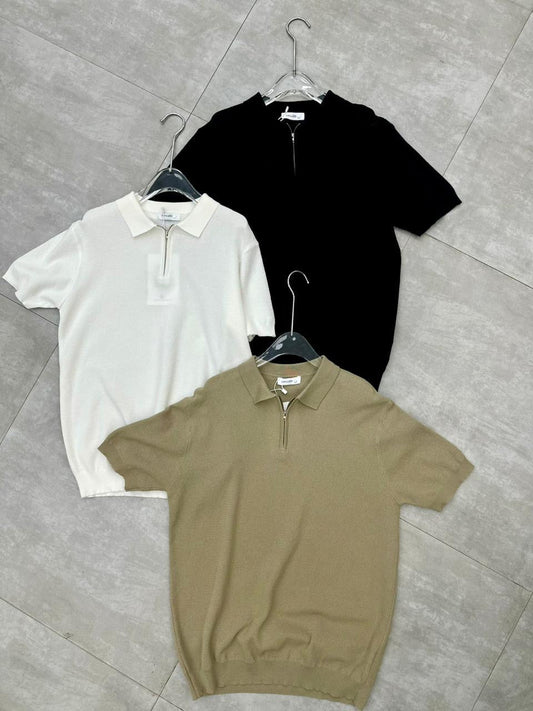 Simple White Colour With Plain Design Premium Quality Collar Tshirt E75009