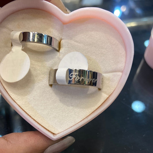 Rhodium Stainless Steel Circle Plain Premium Quality couple Ring 50292