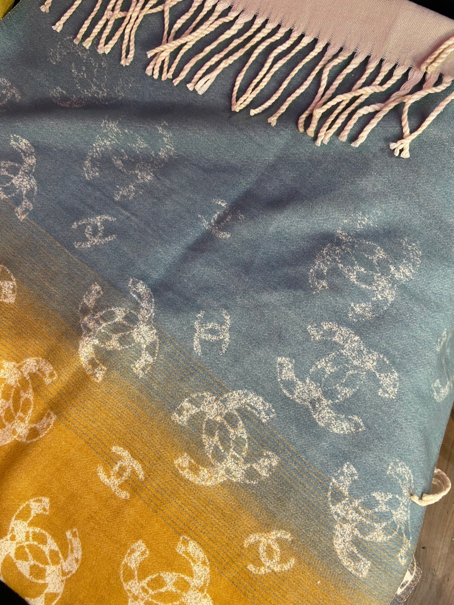 Ahc Cha Yellow Grey Blue Colour Brown White CC Print Unisex Muffler