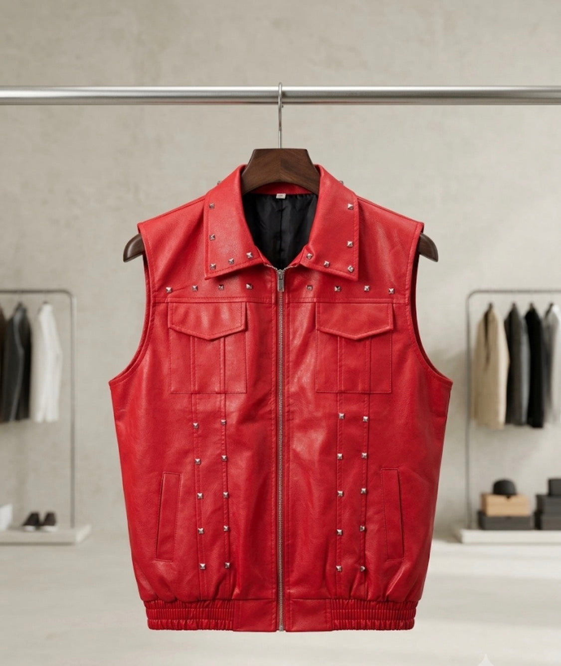 FASHION Multi Colour Studd  Premium Quality Unisex Half Leather Jacket 991428-A