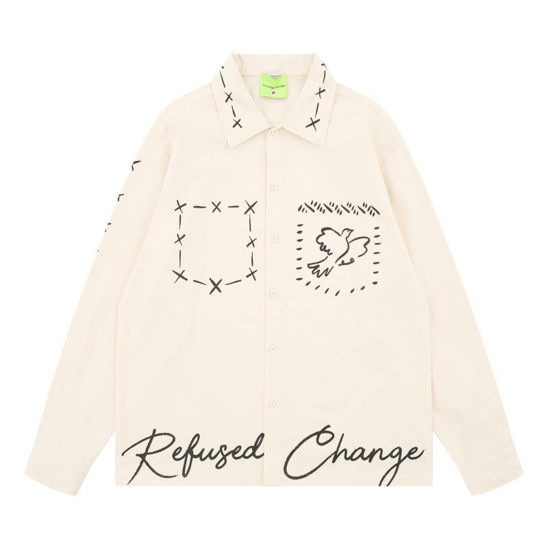 Savage Base Cream Colour Print Work Full Sleeve Imported Shirt YR9295