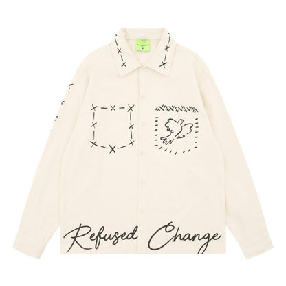 Savage Base Cream Colour Print Work Full Sleeve Imported Shirt YR9295