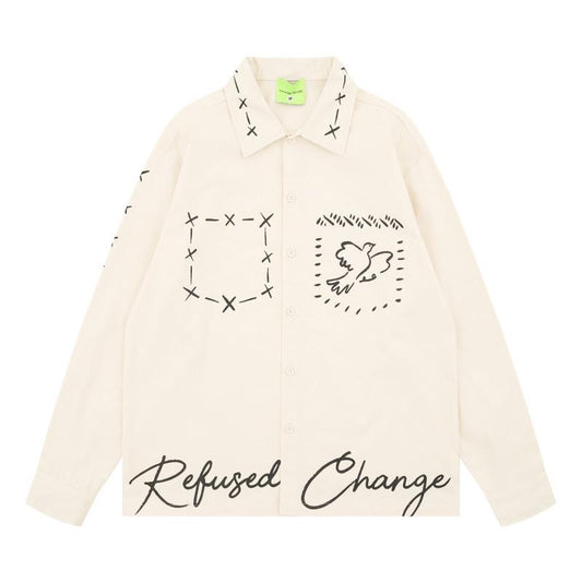 Savage Base Cream Colour Print Work Full Sleeve Imported Shirt YR9295