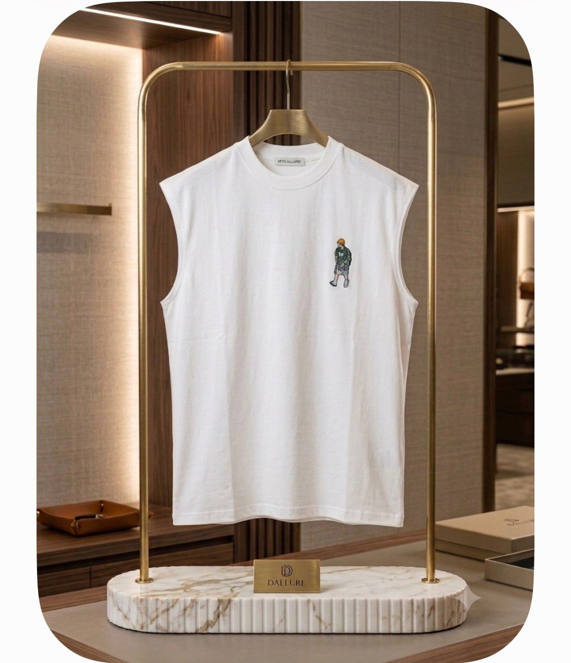 NANQUANI 1988 White Colour Embroidery Men Print Cut Sleeve Sando YP6629