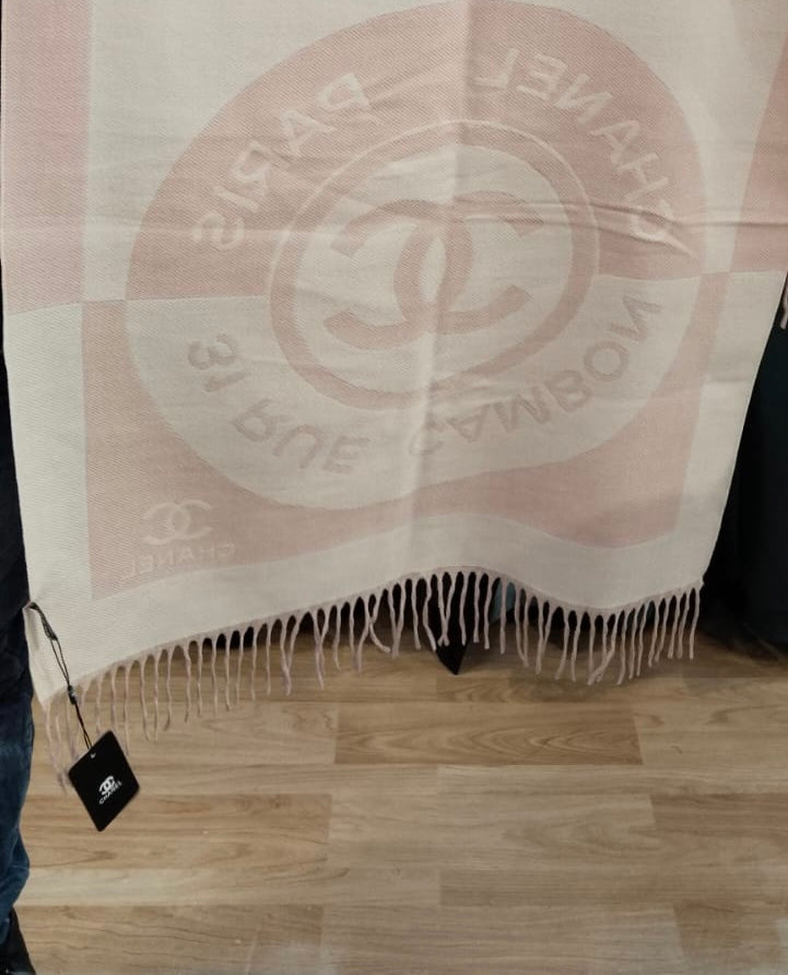 Ahc Pink Cream Colour With Ahc Print Winter Muffler 0296