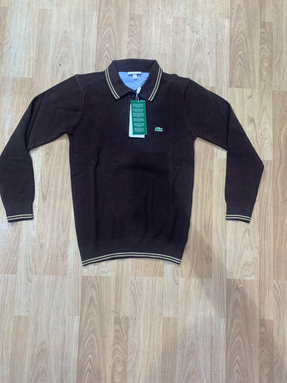 CAL Brown Colour With Print  Collar TShirt Full selves 80819