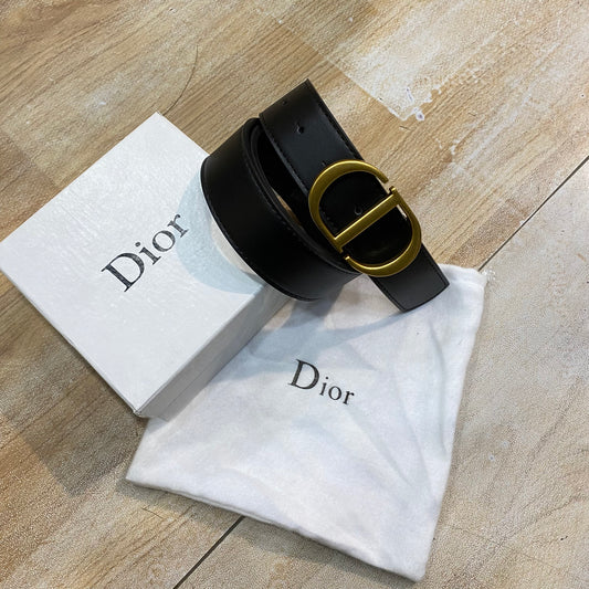 Oid Dio Black Strap Golden Buckle Belt 989067