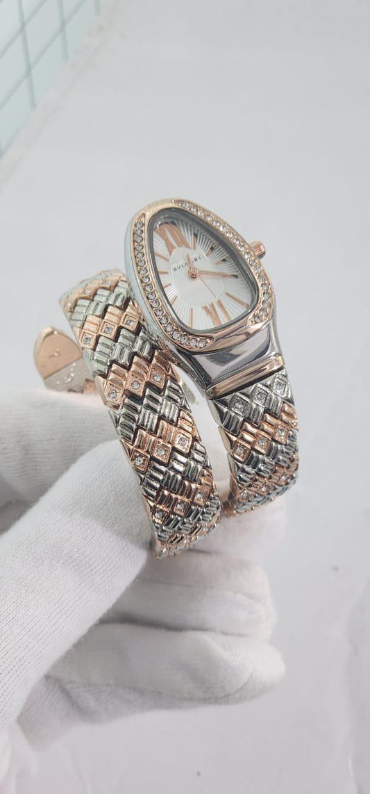 Lvb Silver Copper 2 Layer Chain White Dial Ladies Watch 988151