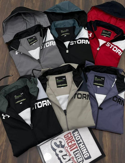 UND Black Blue White Colour With Hoodie Windcheater 521966