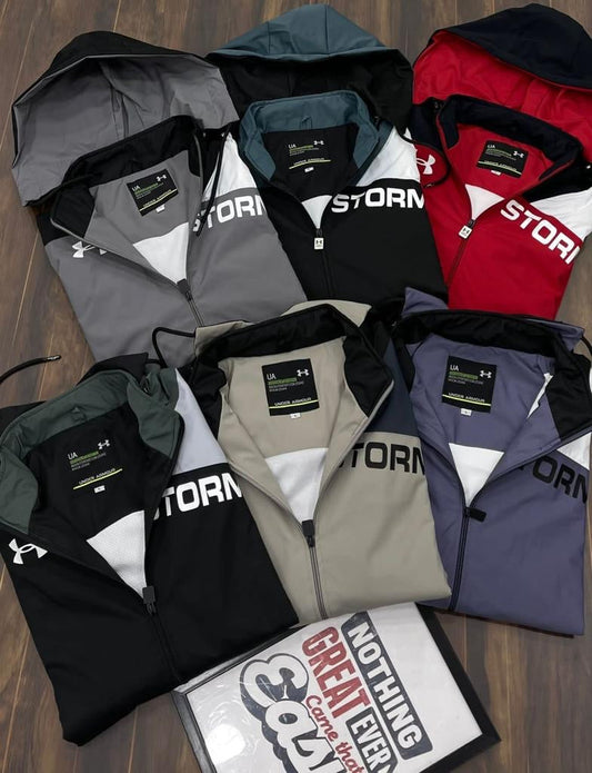 UND Black Blue White Colour With Hoodie Windcheater 521966