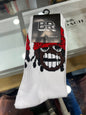 BR White Colour Brown Red Print Premium Quality Full Socks 990746