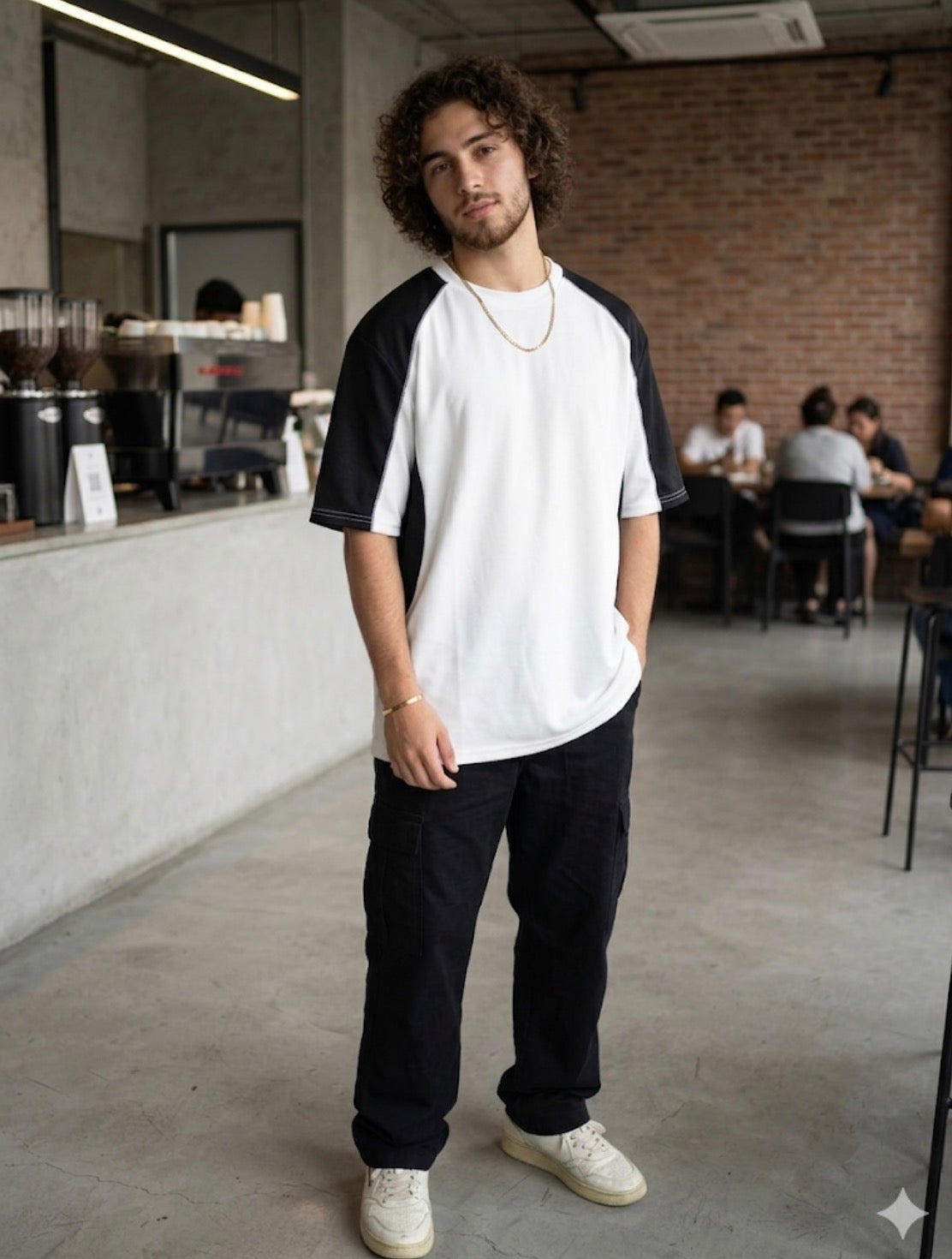M-87 Studio White Black Colour Zip Design Imported Men’s Round Neck T-Shirt 2356
