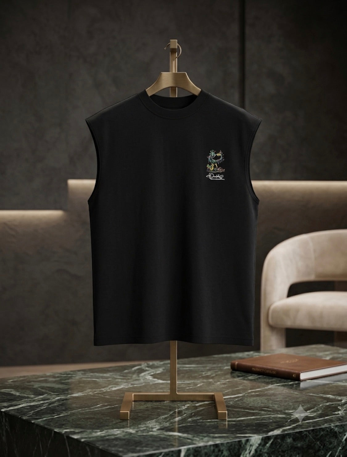 CNSD HOMME Black Colour Opening Soon Print Cut Sleeve Sando CY2702