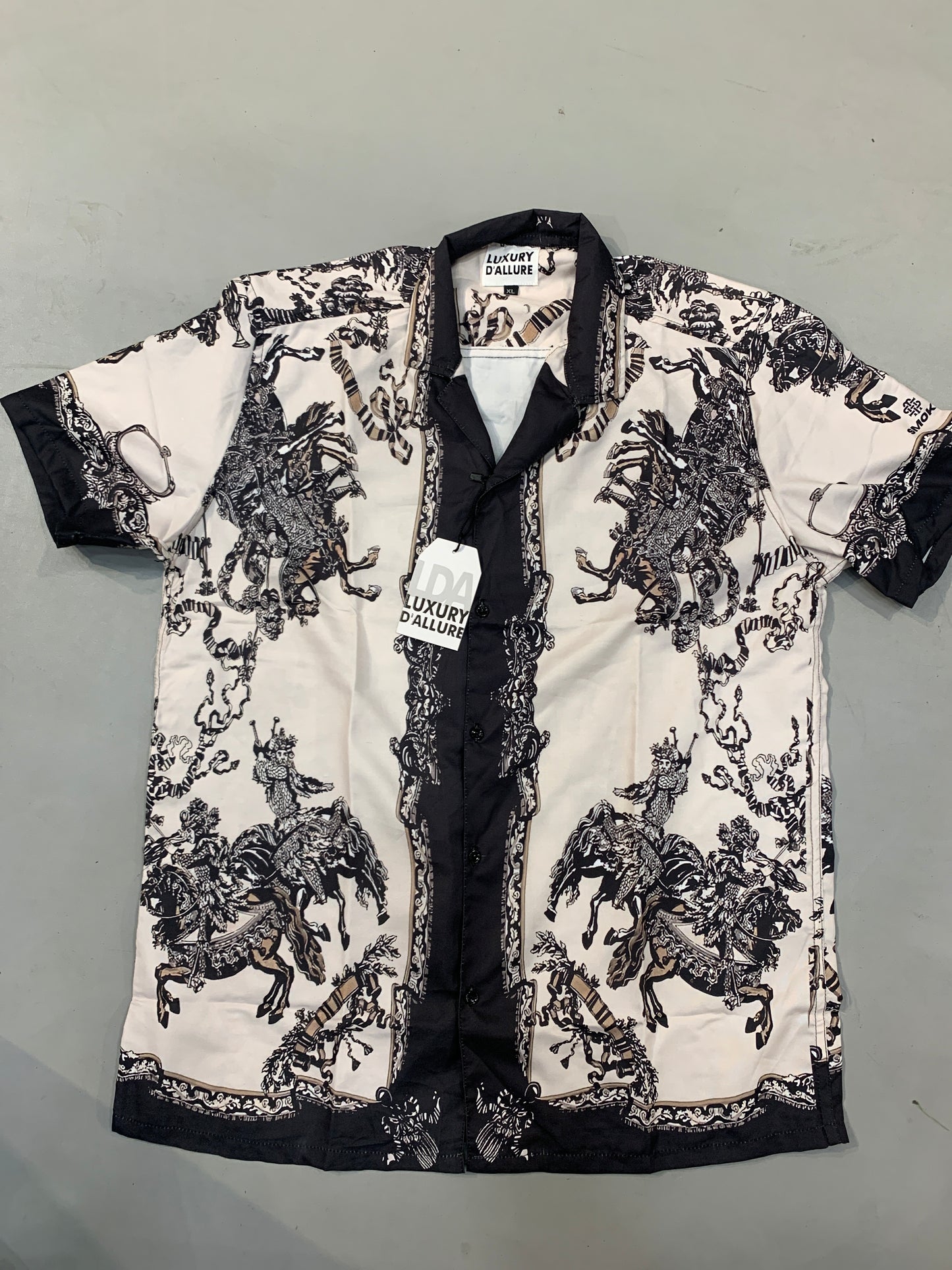LDA Cream Black Colour Multi Printed Half Sleeve Men’s Shirt 989641