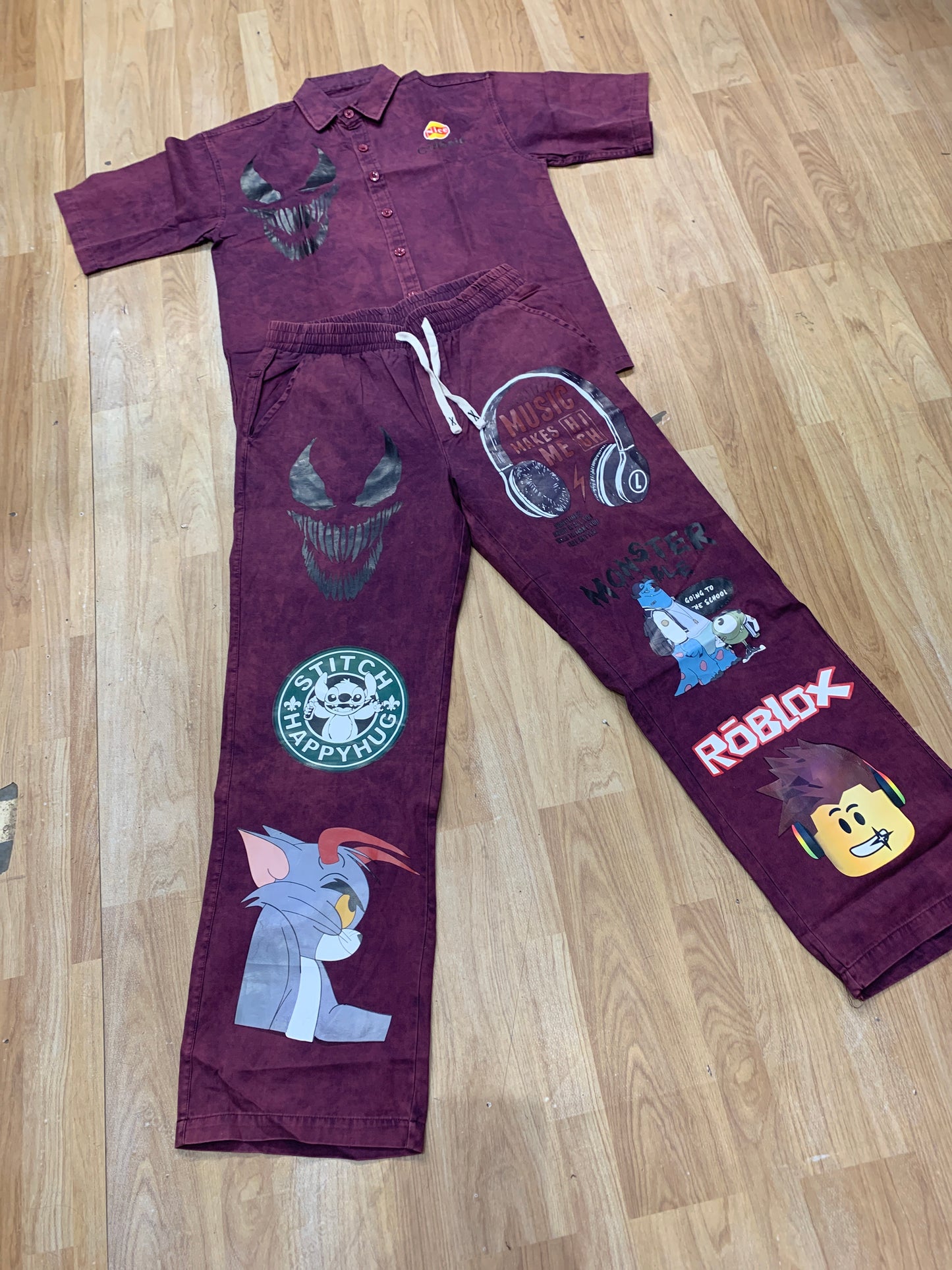 Important Coord Set Purple Colour Nice Classic Lower Tom Print H9093