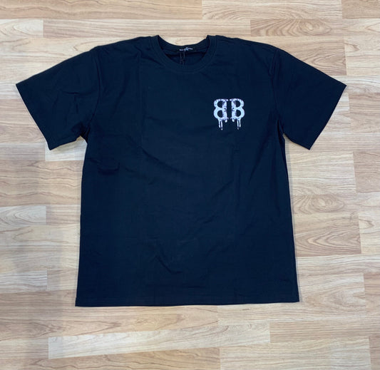 LAB Black Colour Black Print Premium Quality Half Sleeve Tshirt 636106