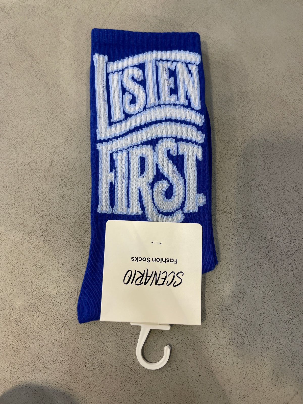Scenario Blue Colour Listen First Print Premium Quality Full Socks 991187
