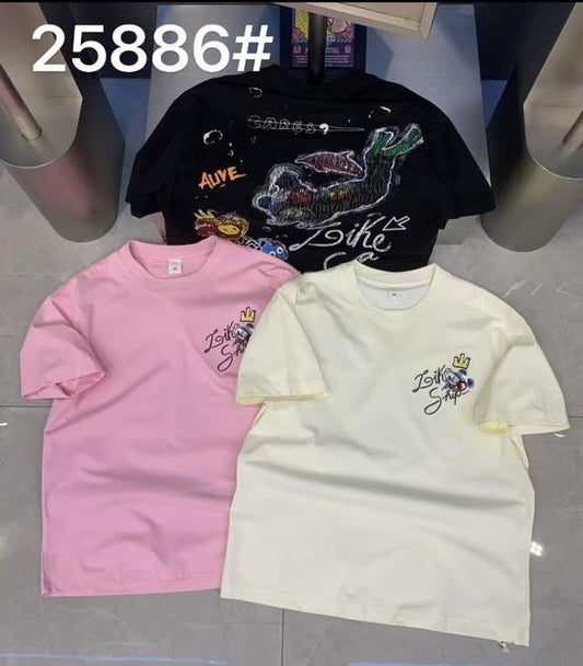 CARES ALIVE Cream Colour Back Print Premium Quality Unisex Oversized T Shirt 25886