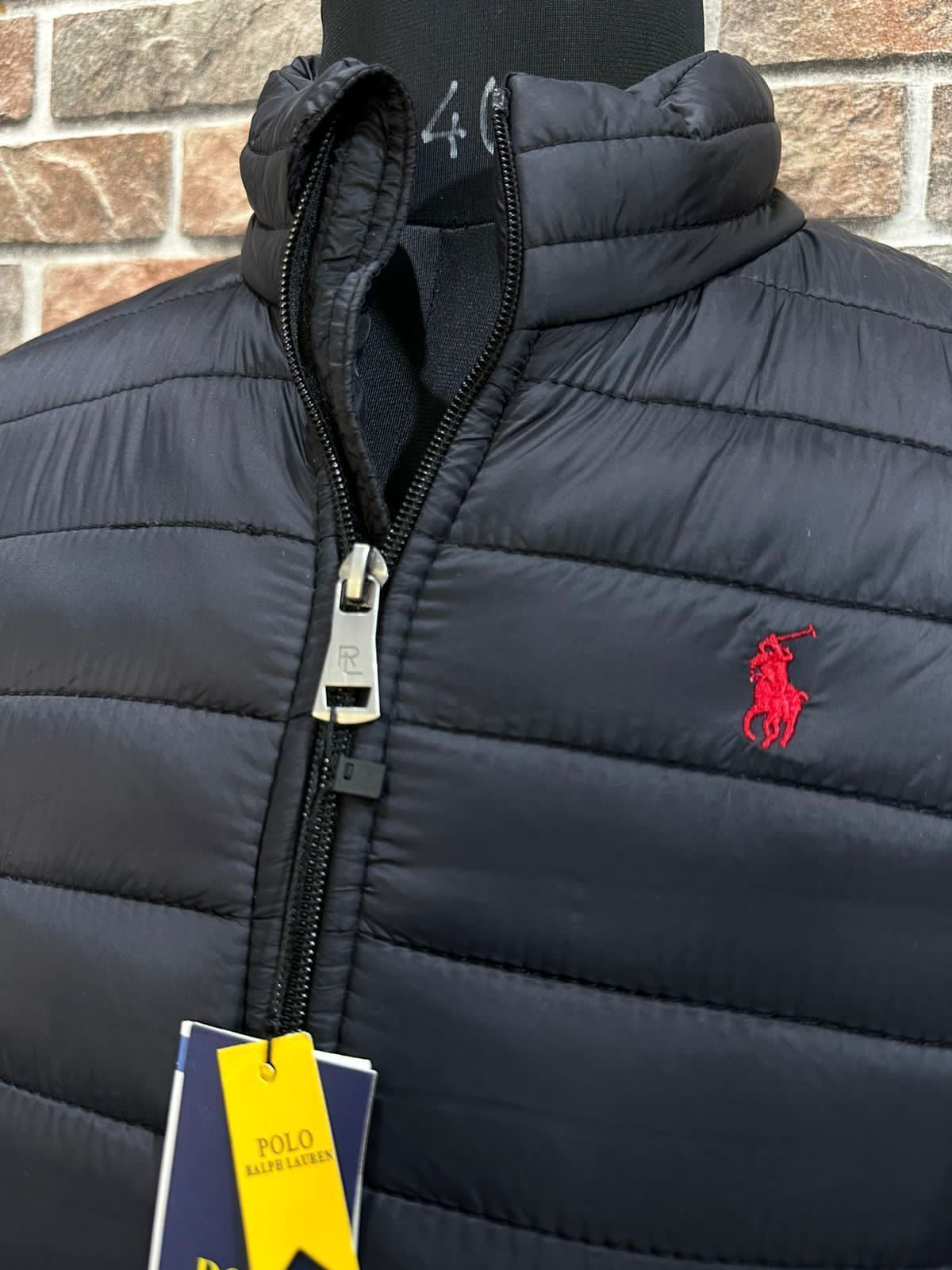 LOP Black Colour Front Logo Embroidery Puffer Zipper Jacket 78908