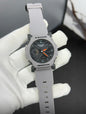 Hsg Grey  Silicone Strap Grey Black Metal Dial Water resistant Sports Men Watch 989503