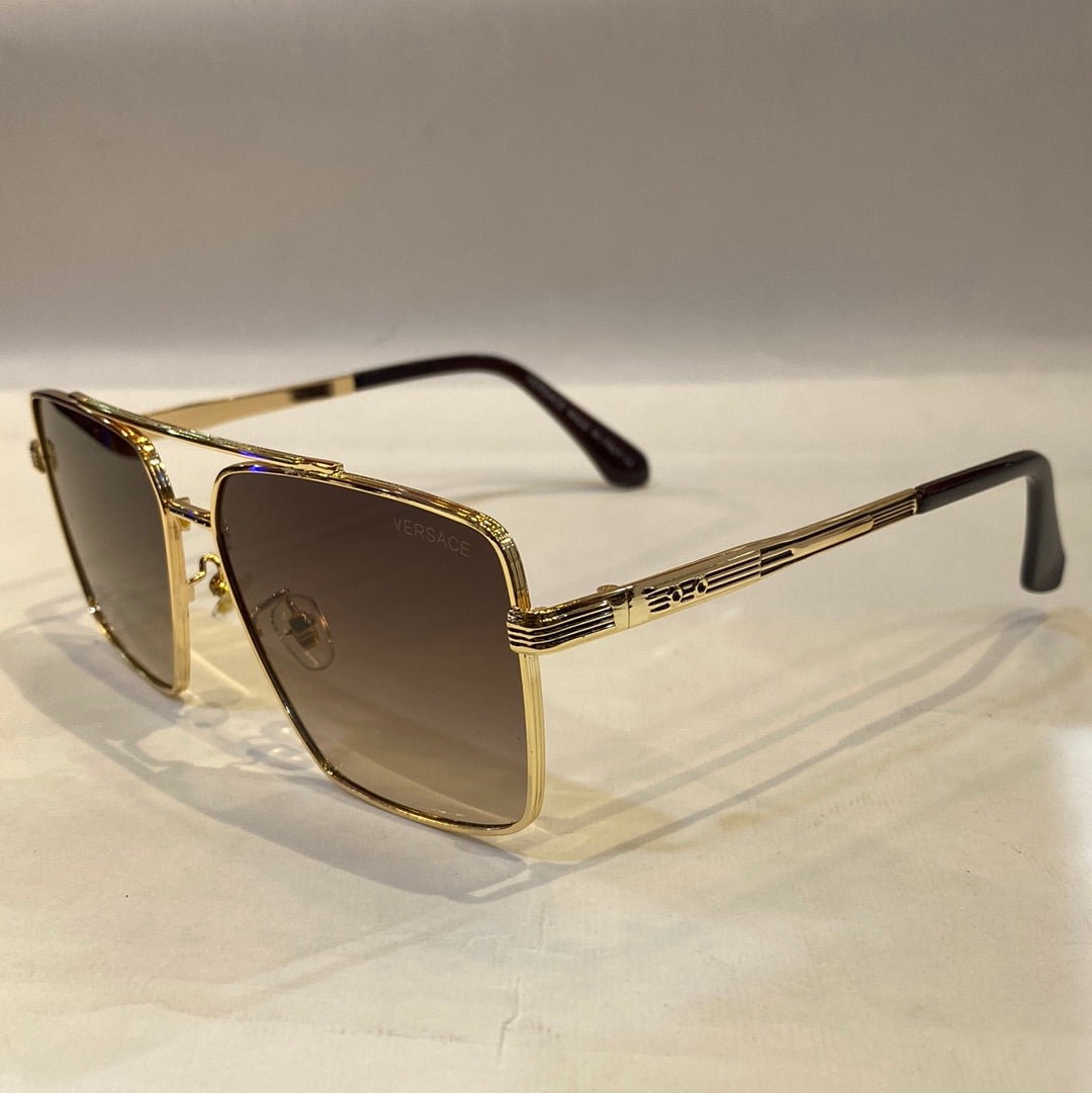 REV Golden Frame Brown Shade Unisex Sunglasses 10475 60 16 145
