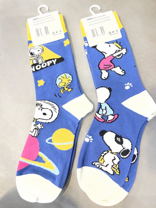 Scenario Blue White Colour Snoopy Print Premium Quality Full Socks 991159