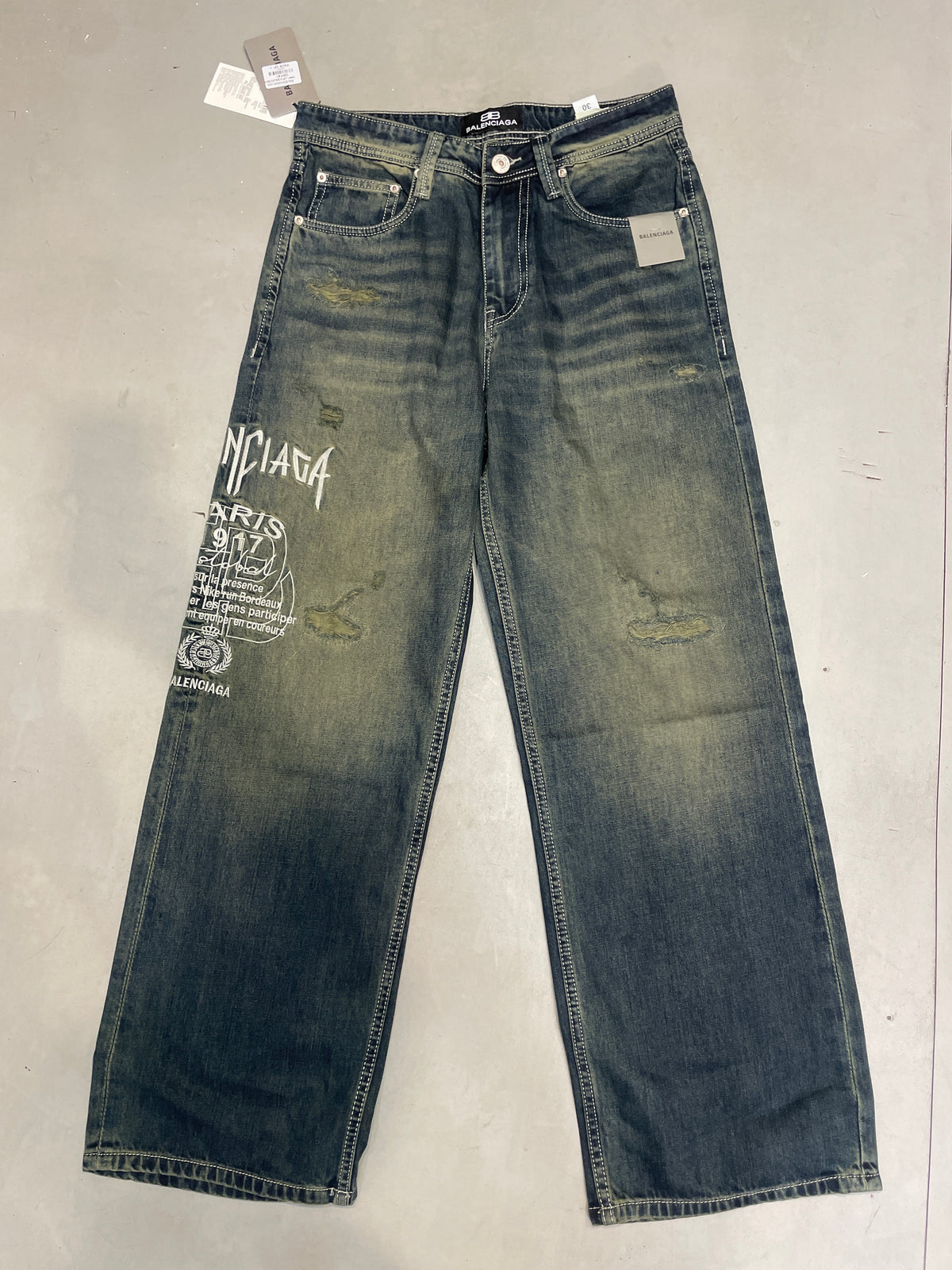 LAB BAL Blue Colour Greenish Shade Embroidery Premium Quality Straight Fit Imported Men’s Jeans 14997-A