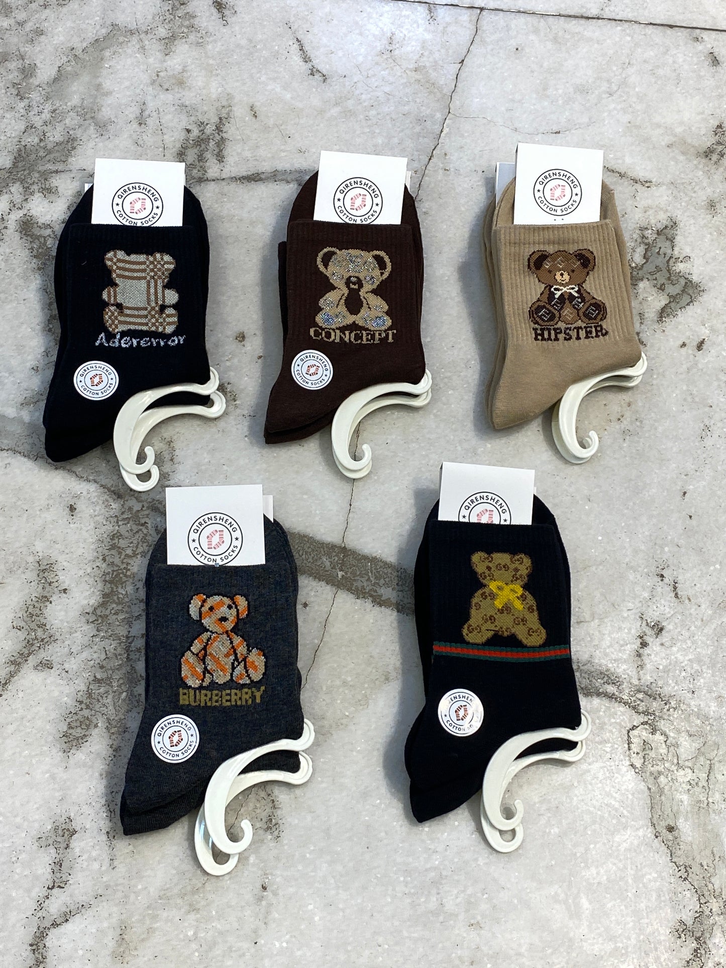 Teddy Print Imported Chinese Unisex Socks 988496