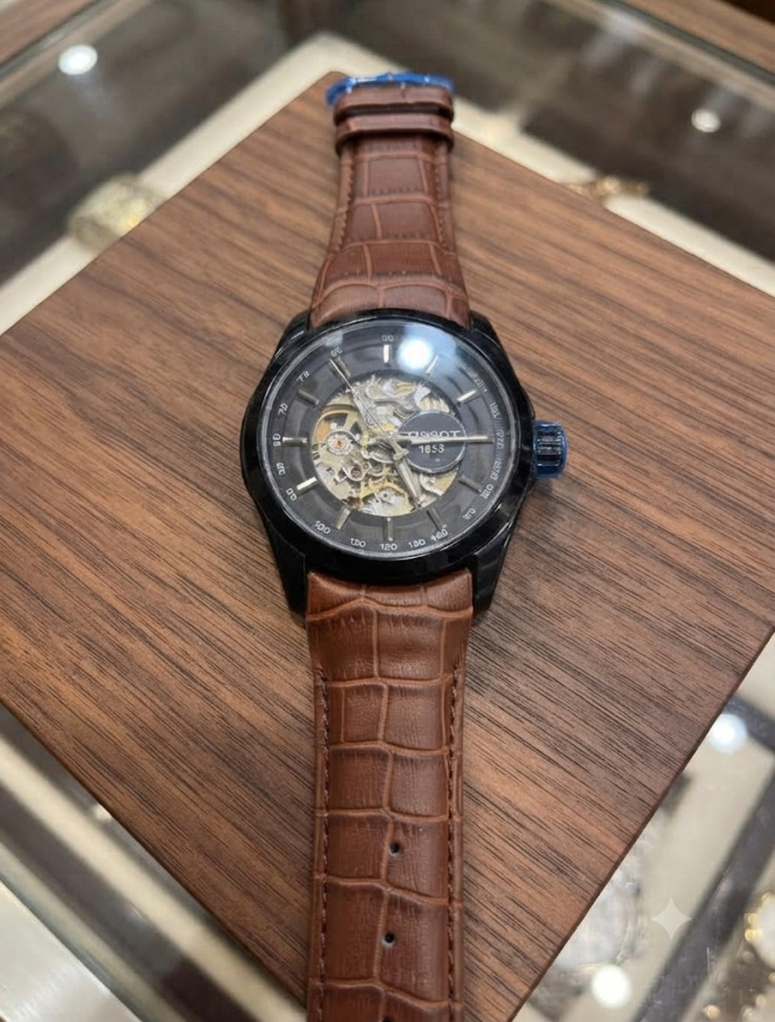 SIT TIS Brown Leather Strap Black Dial Automatic Mens Watch 991207
