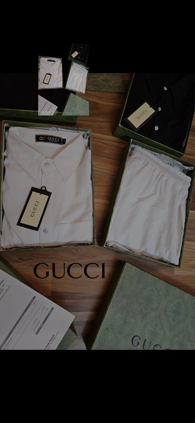 CUG White Colour With White Monogram Premium Quality Full Shirt With Lower Coord Set 526302