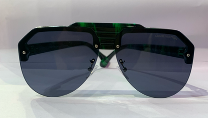 UOL Green Black Frame  Black Shade Green Black Stick Unisex Sunglasses ZS98143 56 17-142