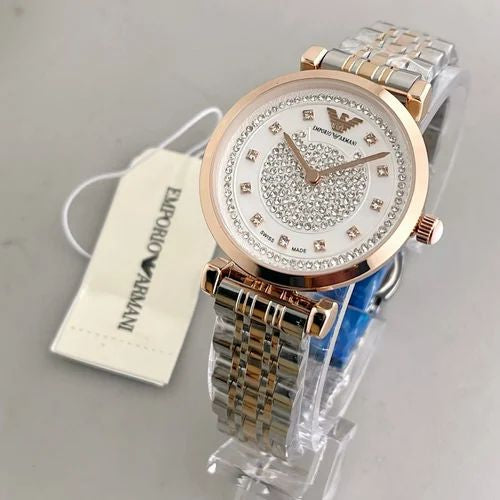 MRA Copper Silver Chain Cream Dial Ladies Watch 987454