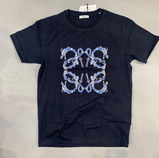 EOL LOE Navy Blue Colour Logo Print Men’s Round Neck T Shirt 990728