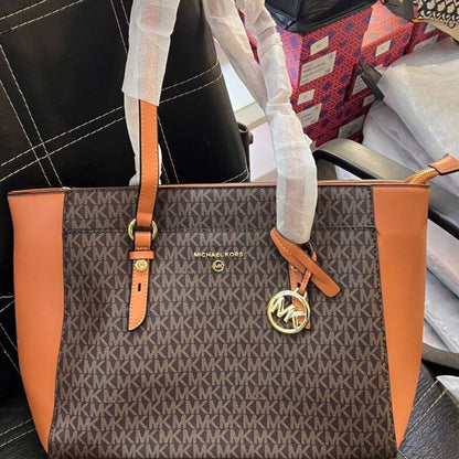 CIM Brown Tan Colour KM Print Tote Bag 989070