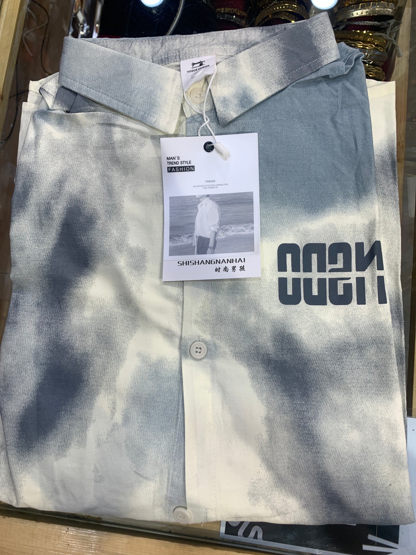 Vogue Design White Grey Shirt Half Sleeve Drop Shoulder W926