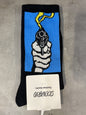 Scenario Black Colour Blue Grey  Print Premium Quality Full Socks 991243