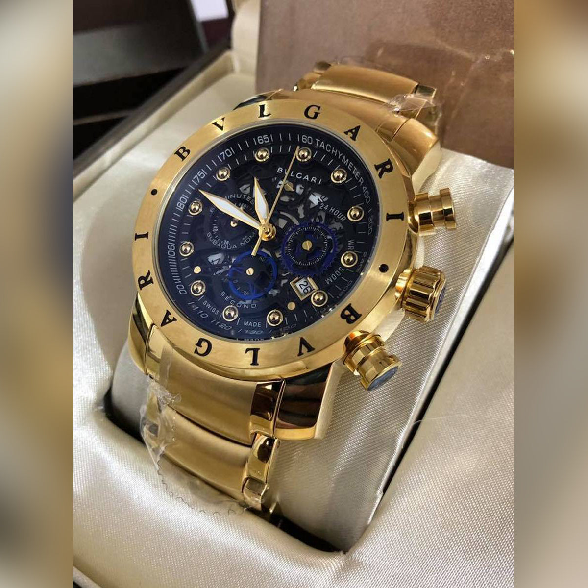 Lvb Gold Chain Gold Black Dial Men Watch 987702