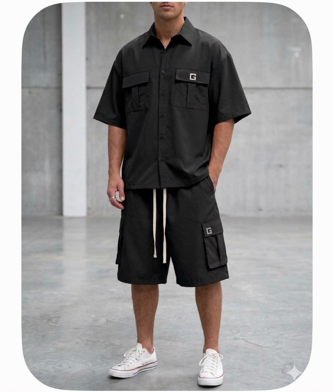 Yong Feng Black Colour Coord Set With Shorts Premium Quality Imported Coord Set 6626