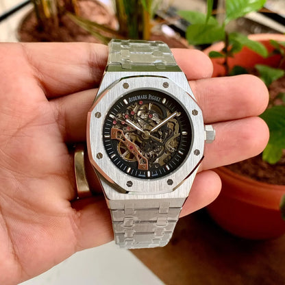 Dua Silver Chain Black & Silver Dial Automatic Mens Watch 951231