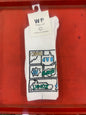 WP White Colour With Multi Print Premium Quality Full Socks 990044