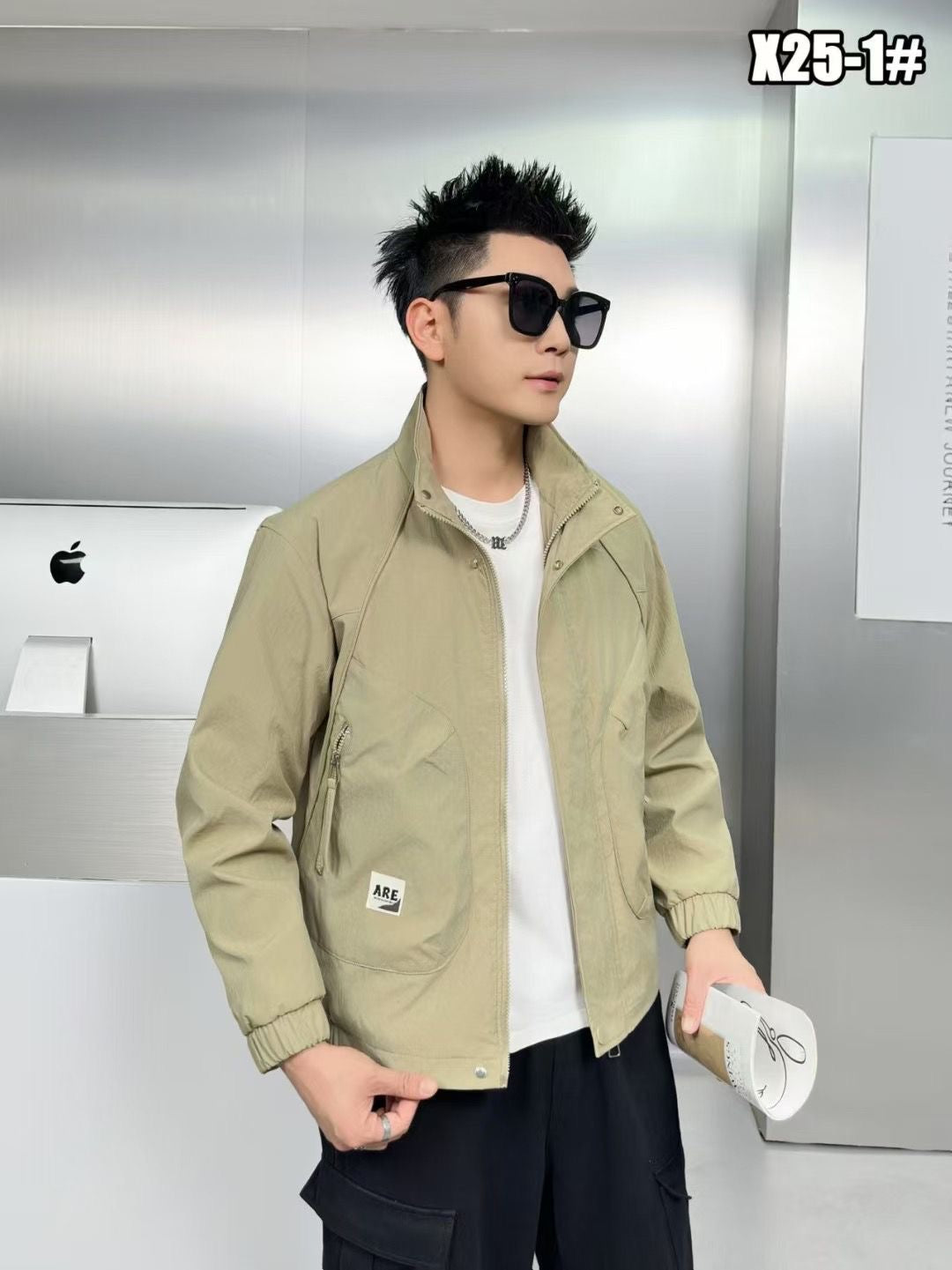 ARE NEVER GIVEUP Khaki Colour Premium Quality Oversized Men’s Jacket X25-1