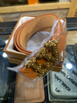 UOL Gold Buckle Tan Strap Imported Italian Leather Men’s Belts 988739