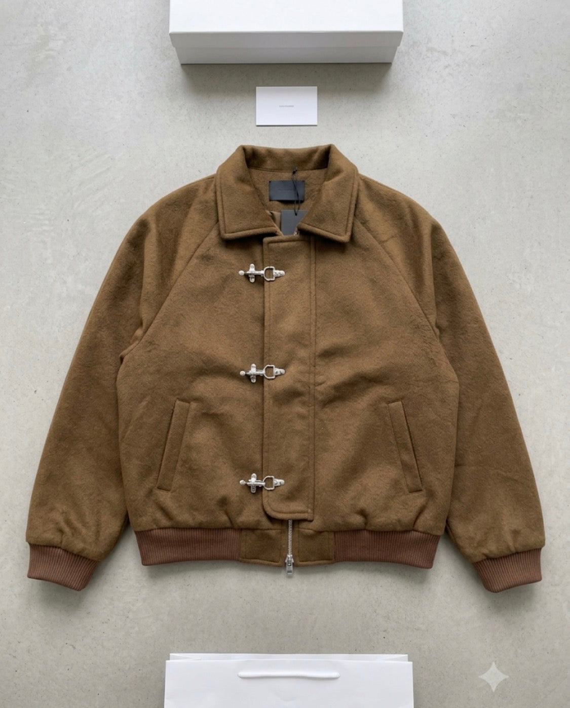 DONGYE Brown Colour Suede Fabric Hook Style Premium Quality Unisex Imported Jacket 2819-A