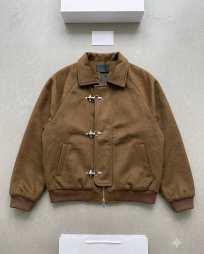 DONGYE Brown Colour Suede Fabric Hook Style Premium Quality Unisex Imported Jacket 2819-A