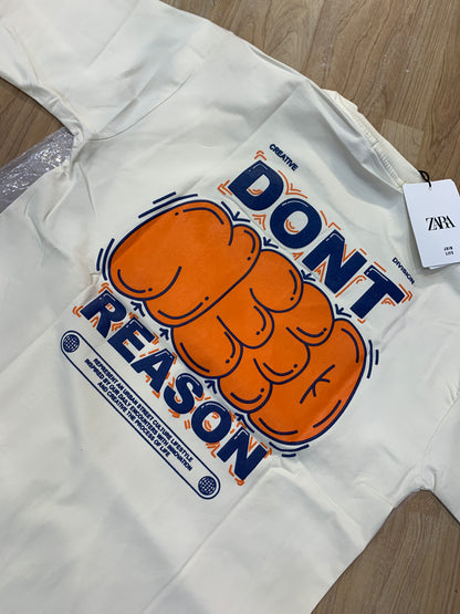 Raz cotton imported T shirts light cream Colour drop shoulder Dont Reason 988664