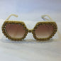 MAH Off White Frame Brown Shade Crystal Rhinestone Sunglass