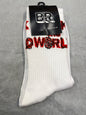 BR White Colour World Print Premium Quality Full Socks 990754