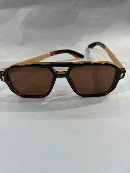 SOM Brown Golden Frame Brown Shade Unisex Sunglasses ZS98320 54 18 143
