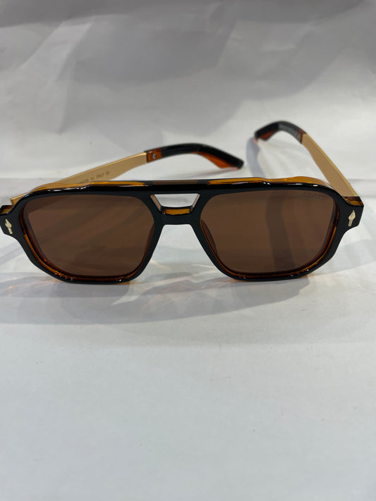 SOM Brown Golden Frame Brown Shade Unisex Sunglasses ZS98320 54 18 143