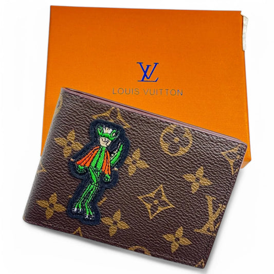 UOL Brown Colour Old Flower With Green Cartoon Sticker Imported Men’s Wallet 990145